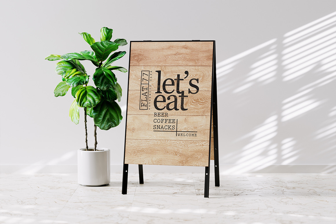 Advertising Wooden Sandwich Board Mockup Advertising Wooden Sandwich Board Mockup