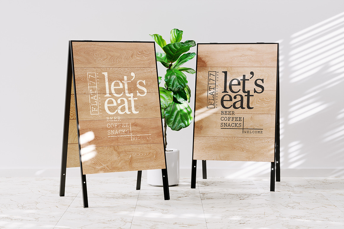 Advertising Wooden Sandwich Board Mockup Advertising Wooden Sandwich Board Mockup