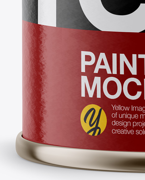 Tin Can with Glossy Label Mockup - Front View