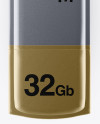 Metallic USB Flash Drive Mockup - Front View