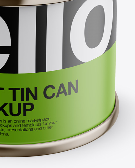 Tin Can with Matte Label Mockup - Front View (High Angle Shot)