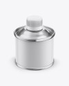 Tin Can with Matte Label Mockup - Front View (High Angle Shot)
