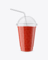 Watermelon Smoothie Cup with Straw Mockup