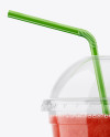 Watermelon Smoothie Cup with Straw Mockup