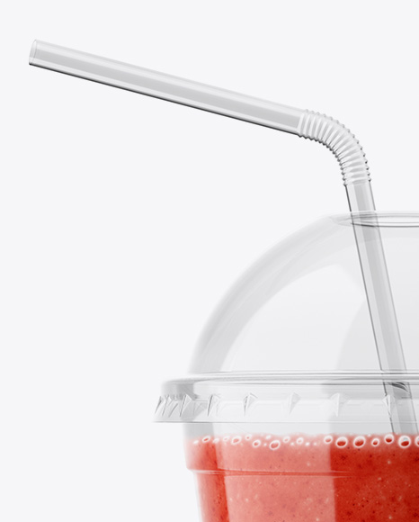 Watermelon Smoothie Cup with Straw Mockup