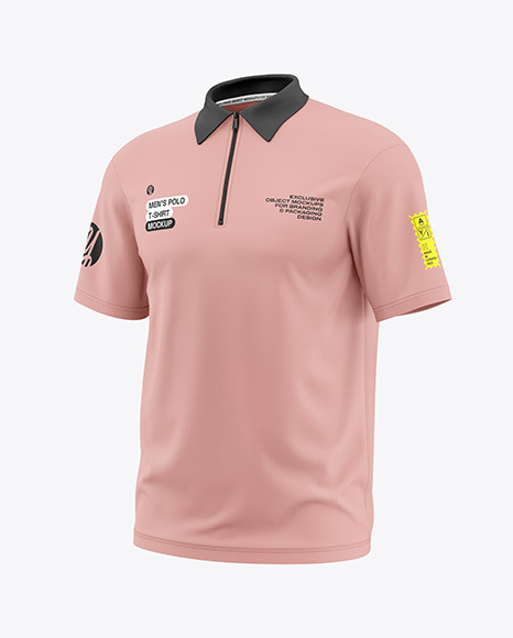 Men's Polo T-Shirt Mockup - Half Side View