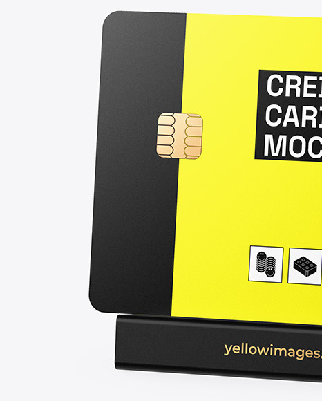 Credit Card on Plastic Stand Mockup