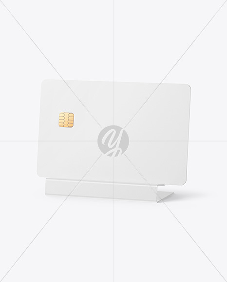 Credit Card on Plastic Stand Mockup