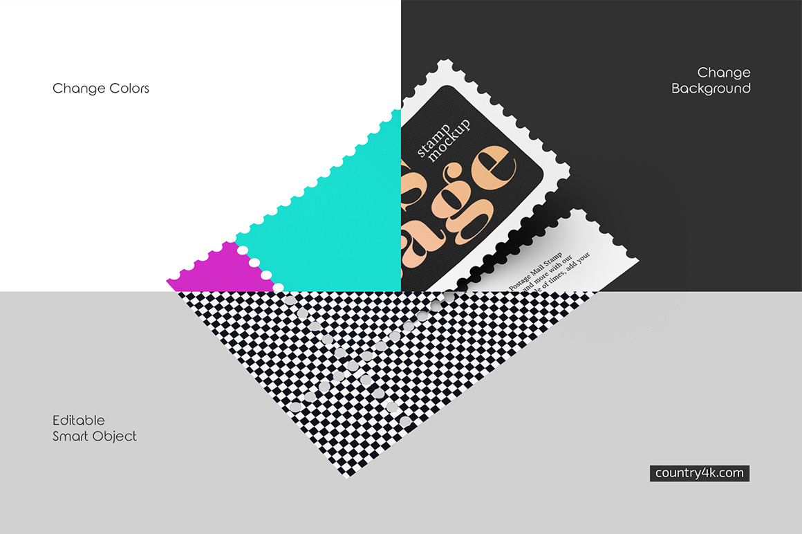 Postage Mail Stamp Mockup Set