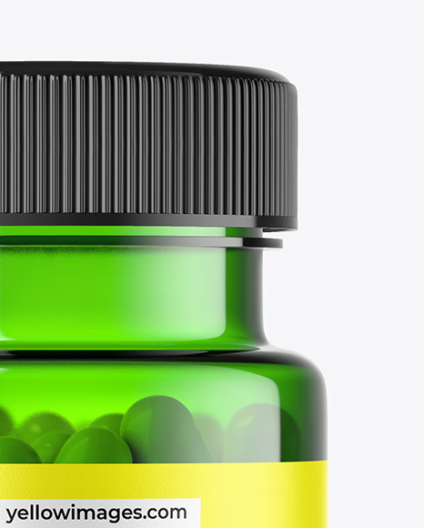 Green Pills Bottle Mockup