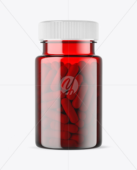 Red Pills Bottle Mockup