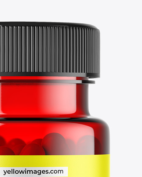 Red Pills Bottle Mockup