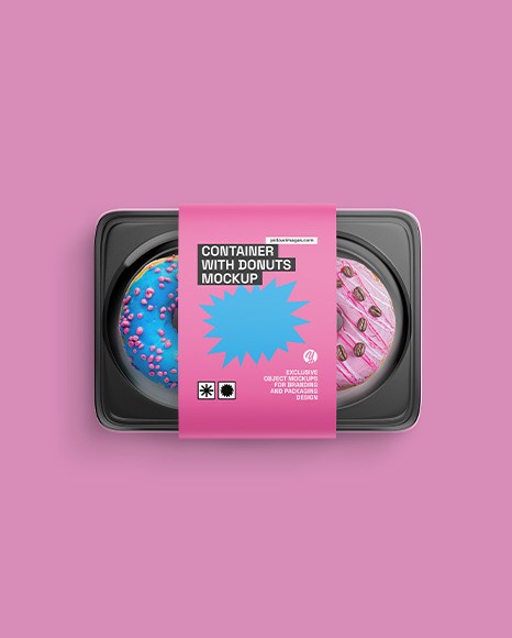 Container with Donuts Mockup