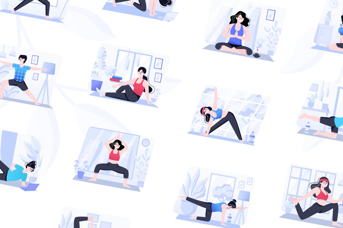 Flat Yoga Illustrations Flat Yoga Illustrations