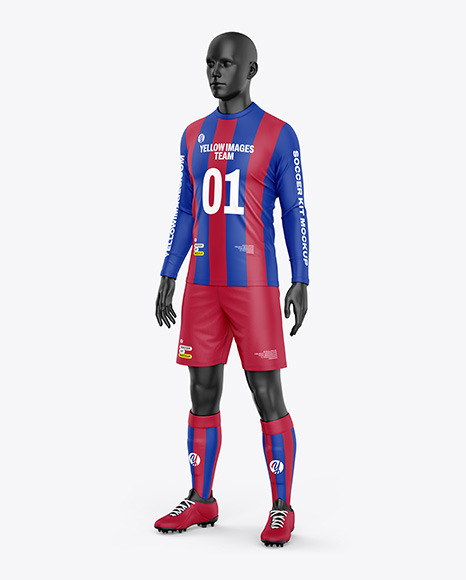 Long Sleeve Soccer Kit w/ Mannequin Mockup - Half Side View