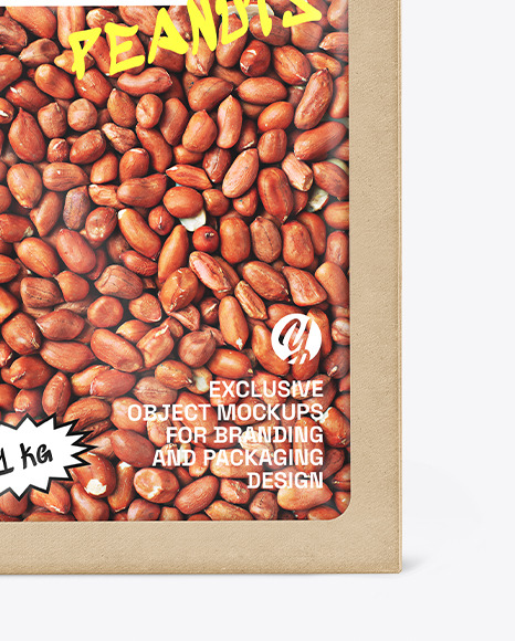 Kraft Box With Peanuts Mockup