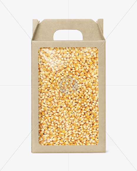 Kraft Box With Popcorn Mockup