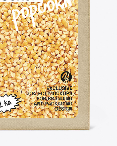 Kraft Box With Popcorn Mockup