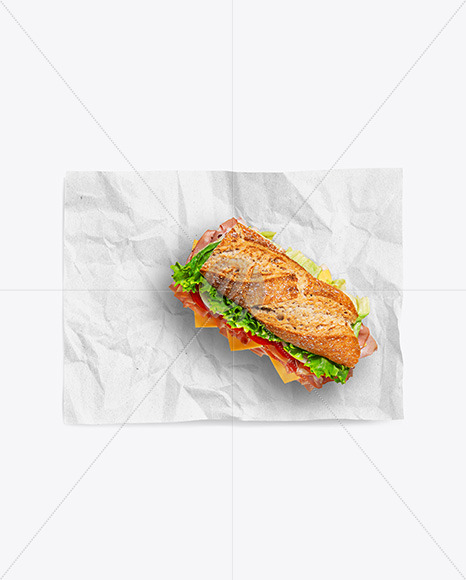 Paper Wrapper With Sandwich Mockup