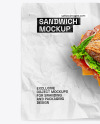 Paper Wrapper With Sandwich Mockup