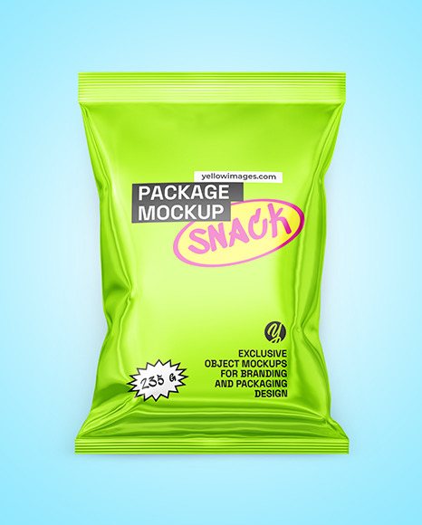 Glossy Metallic Snack Package Mockup