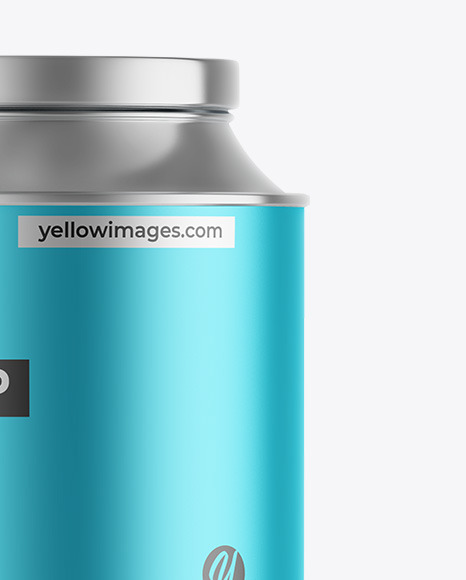 Matte Metallic Tea Tin Can Mockup