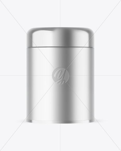 Matte Metallic Tea Tin Can Mockup