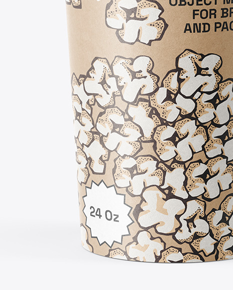 24 oz Kraft Popcorn Cup Mockup