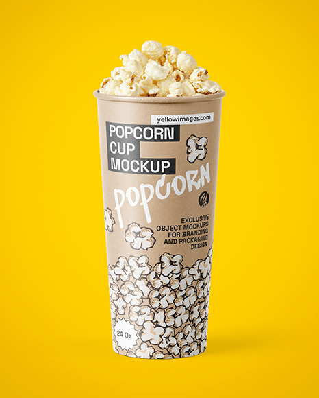 24 oz Kraft Popcorn Cup Mockup