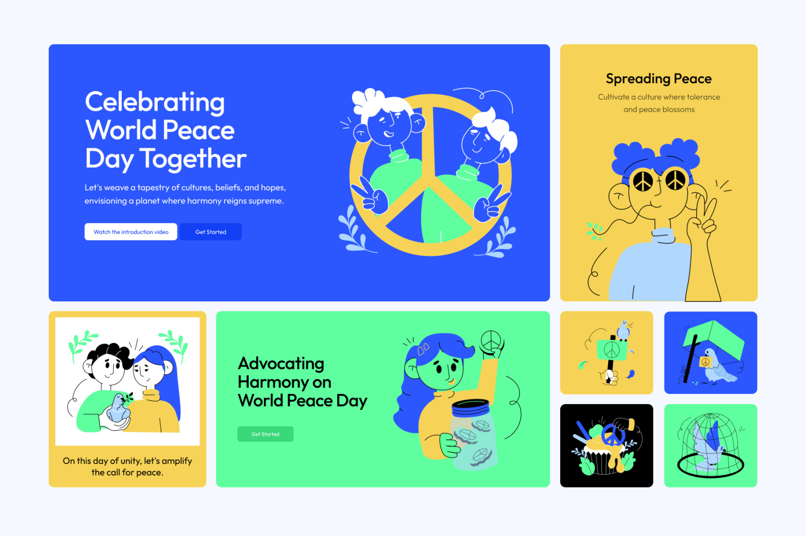 World Peace Day Mini Illustrations World Peace Day Mini Illustrations