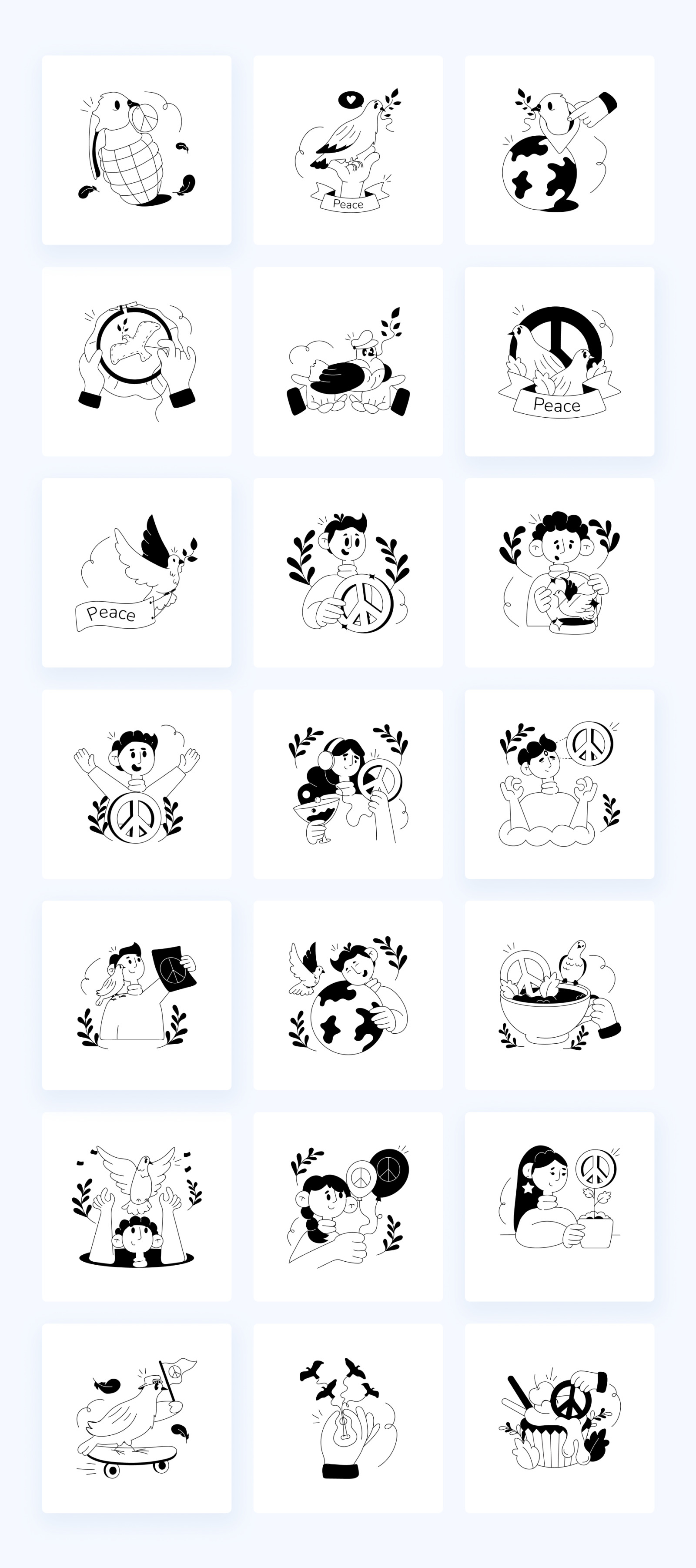 World Peace Day Mini Illustrations World Peace Day Mini Illustrations