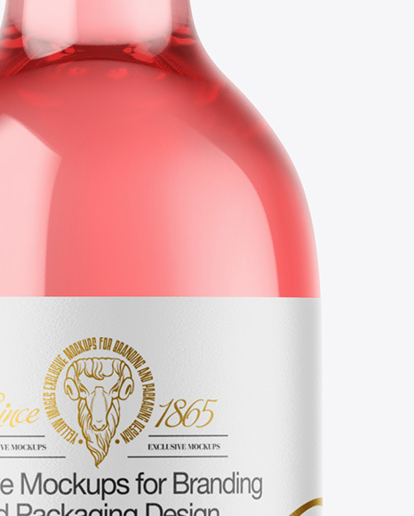 Clear Glass Pink Wine Bottle Mockup