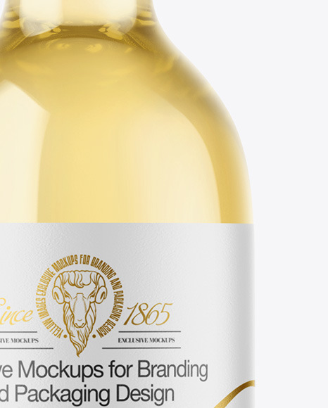 Clear Glass White Wine Bottle Mockup