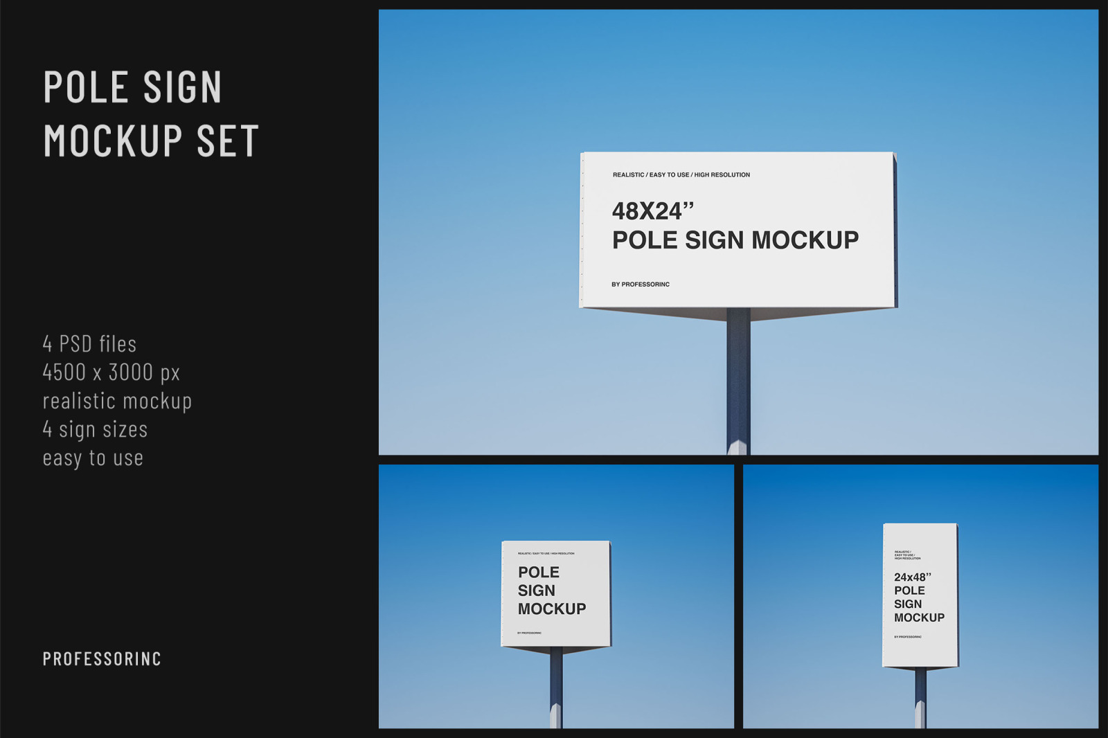 Pole Sign Mockup Set