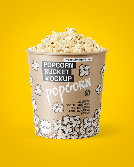 130 oz Kraft Popcorn Bucket Mockup