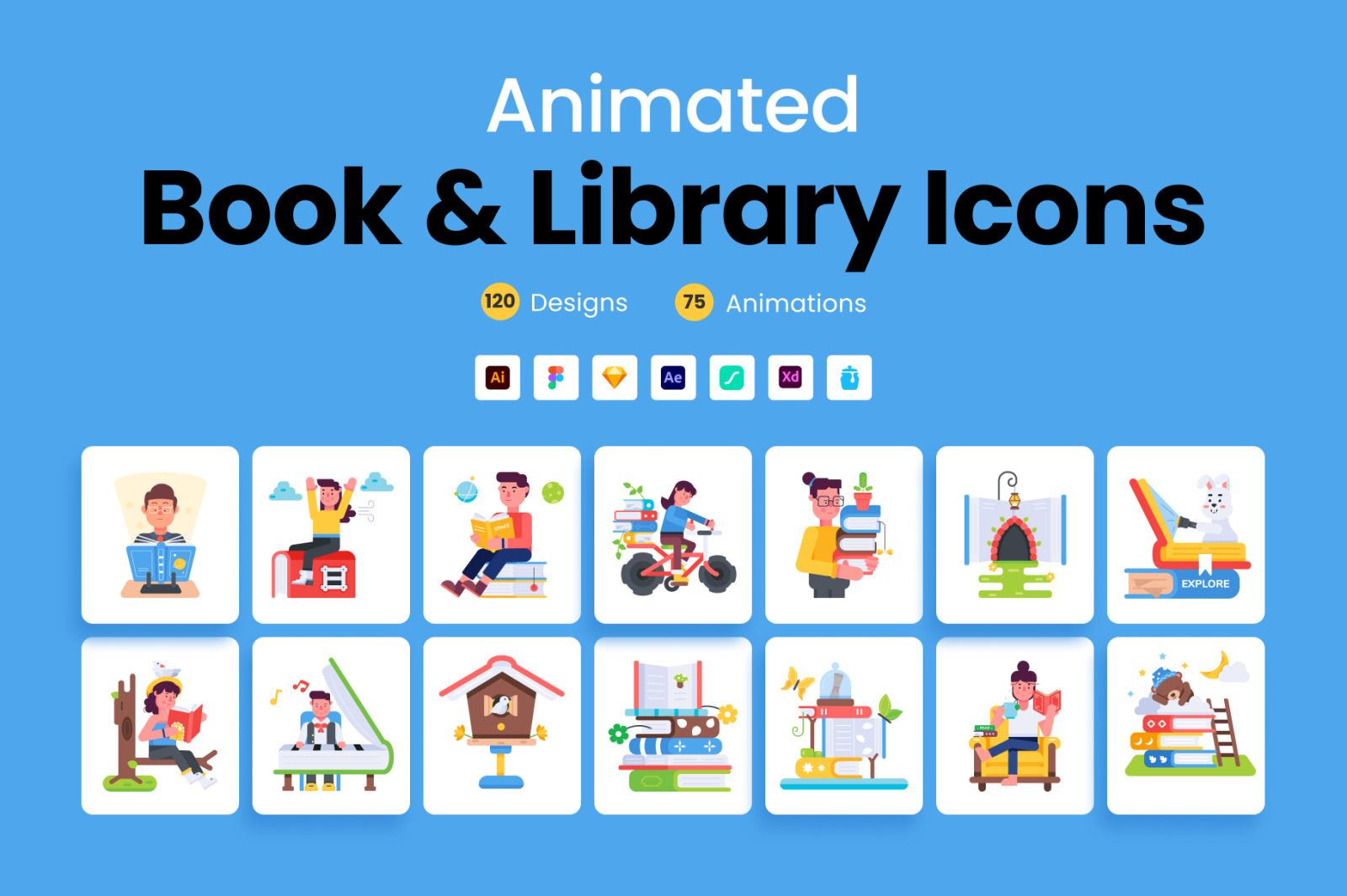 Book and Library Icons Book and Library Icons
