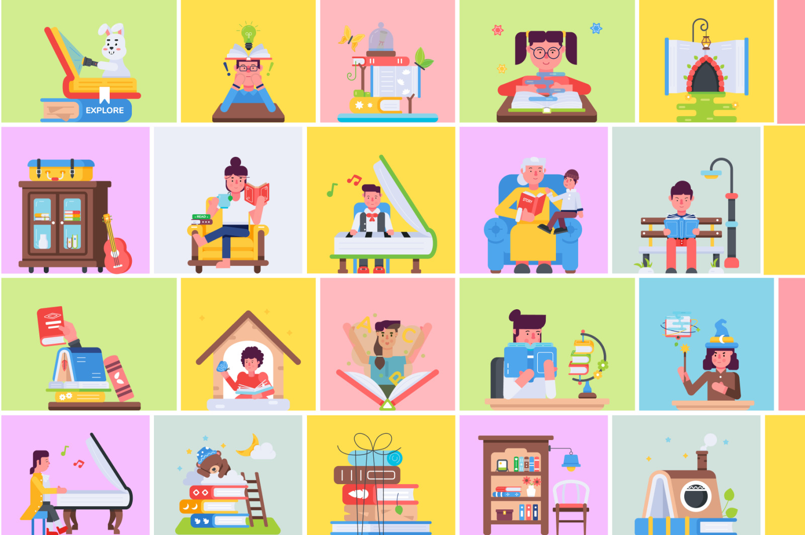 Book and Library Icons Book and Library Icons