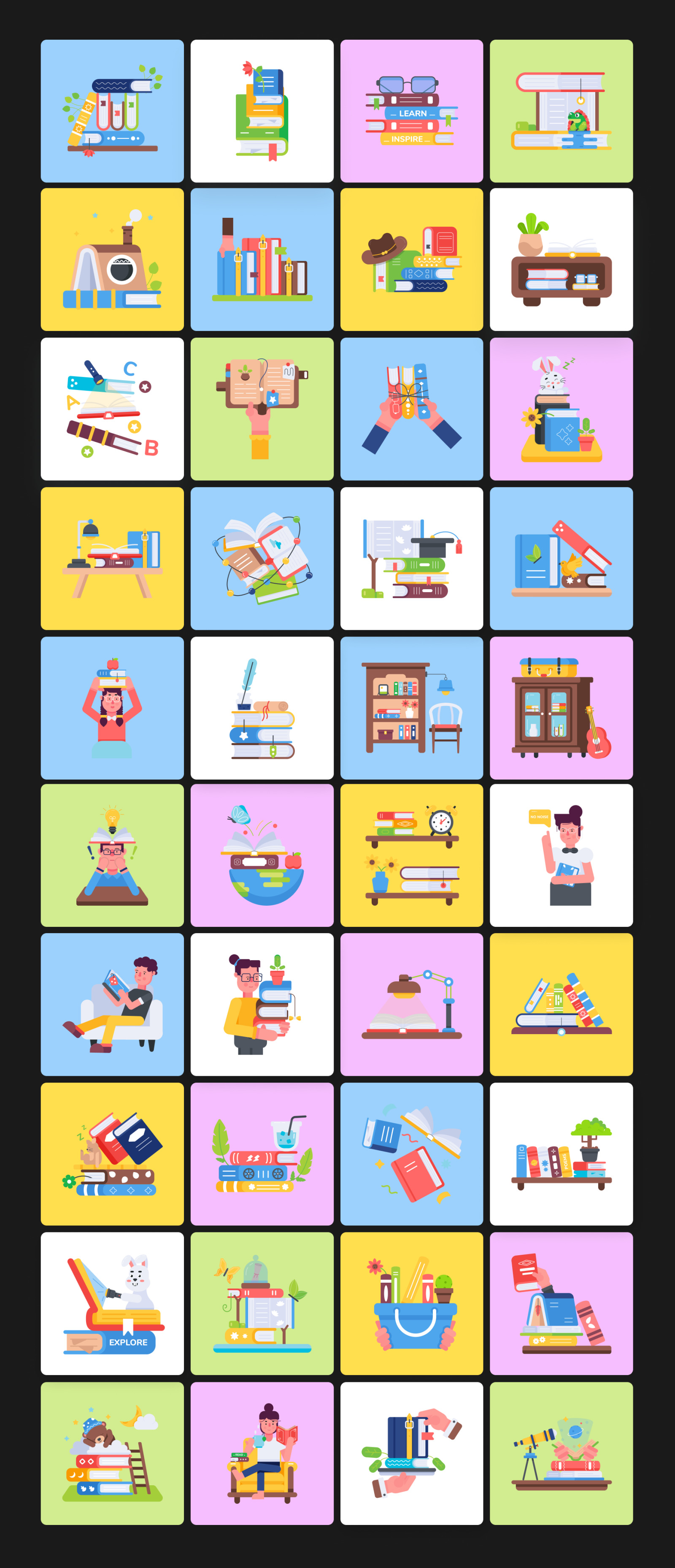 Book and Library Icons Book and Library Icons