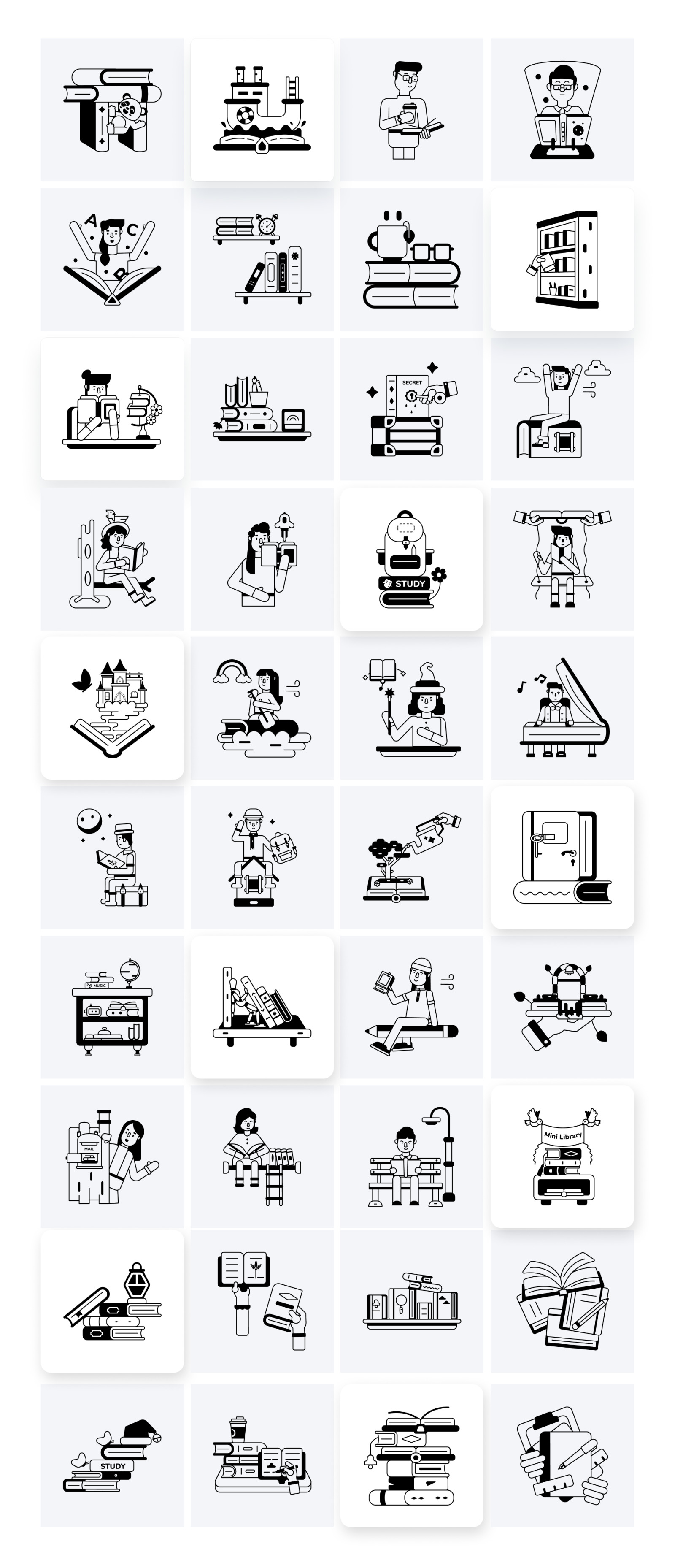 Book and Library Icons Book and Library Icons