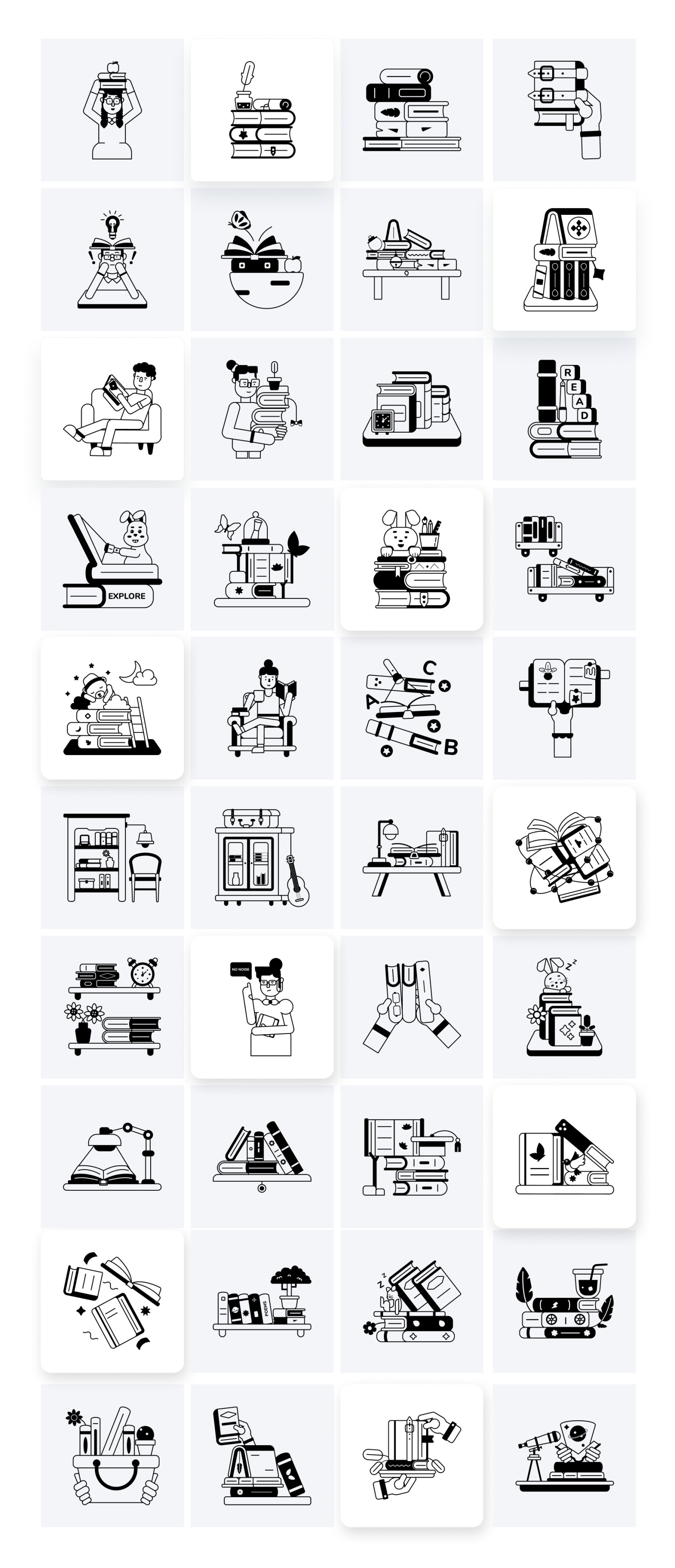 Book and Library Icons Book and Library Icons
