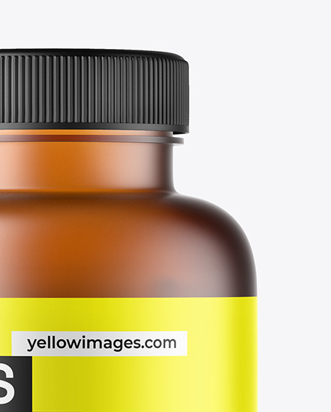 Frosted Amber Pills Bottle Mockup