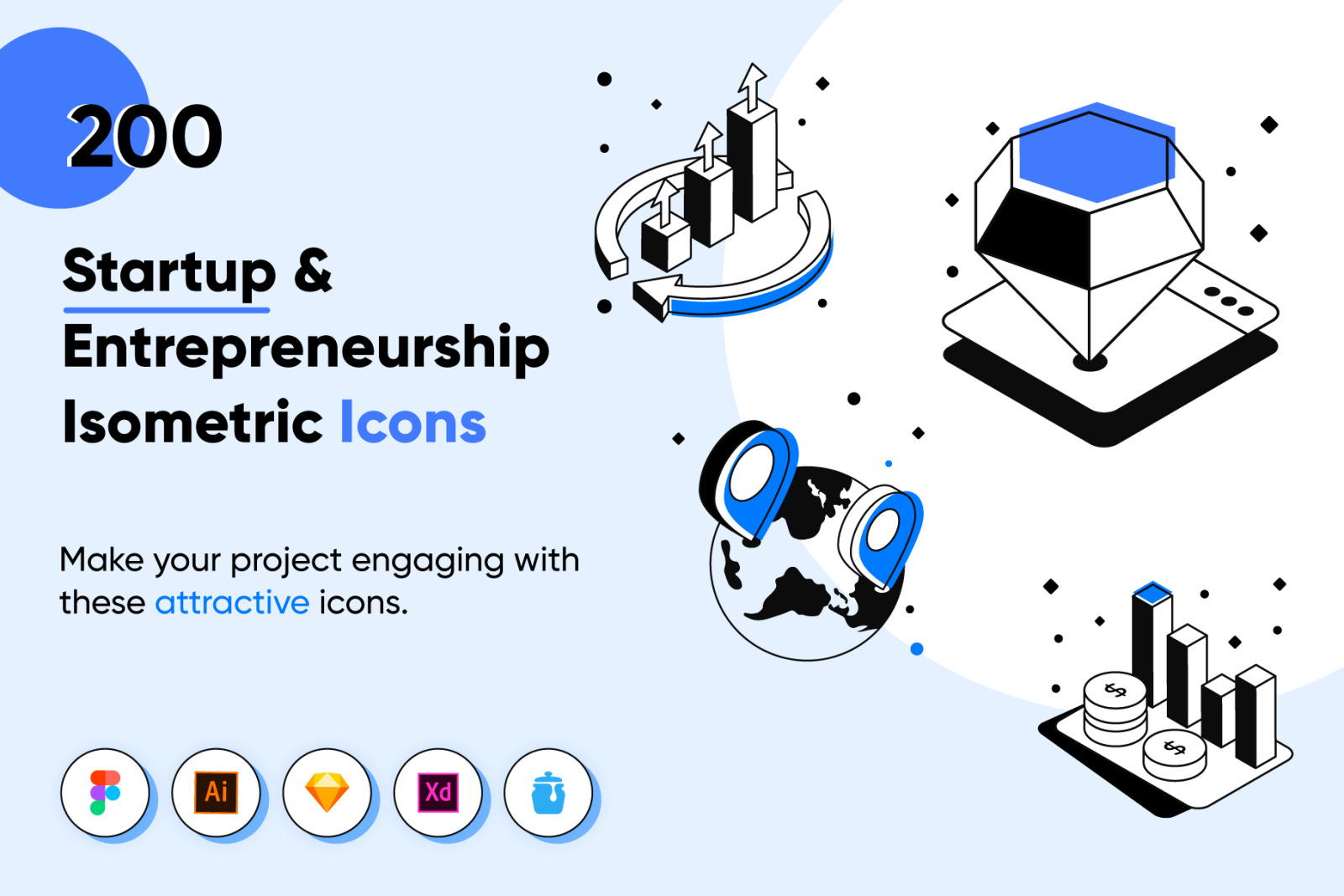 Startup and Entrepreneurship Isometric Icons