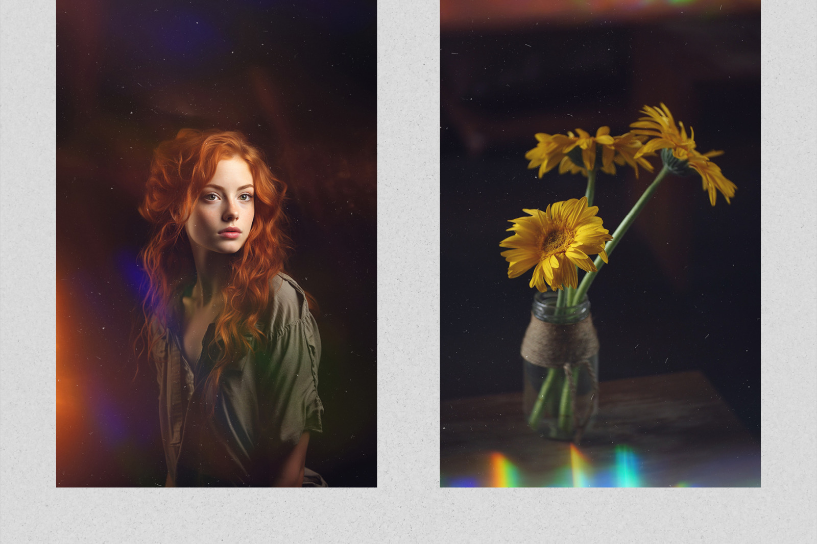 30 Vintage Dusty Rainbow Flares Effect Photo Overlays