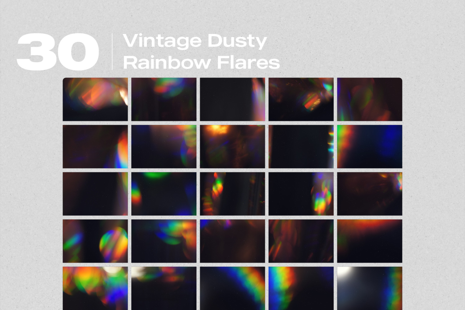 30 Vintage Dusty Rainbow Flares Effect Photo Overlays