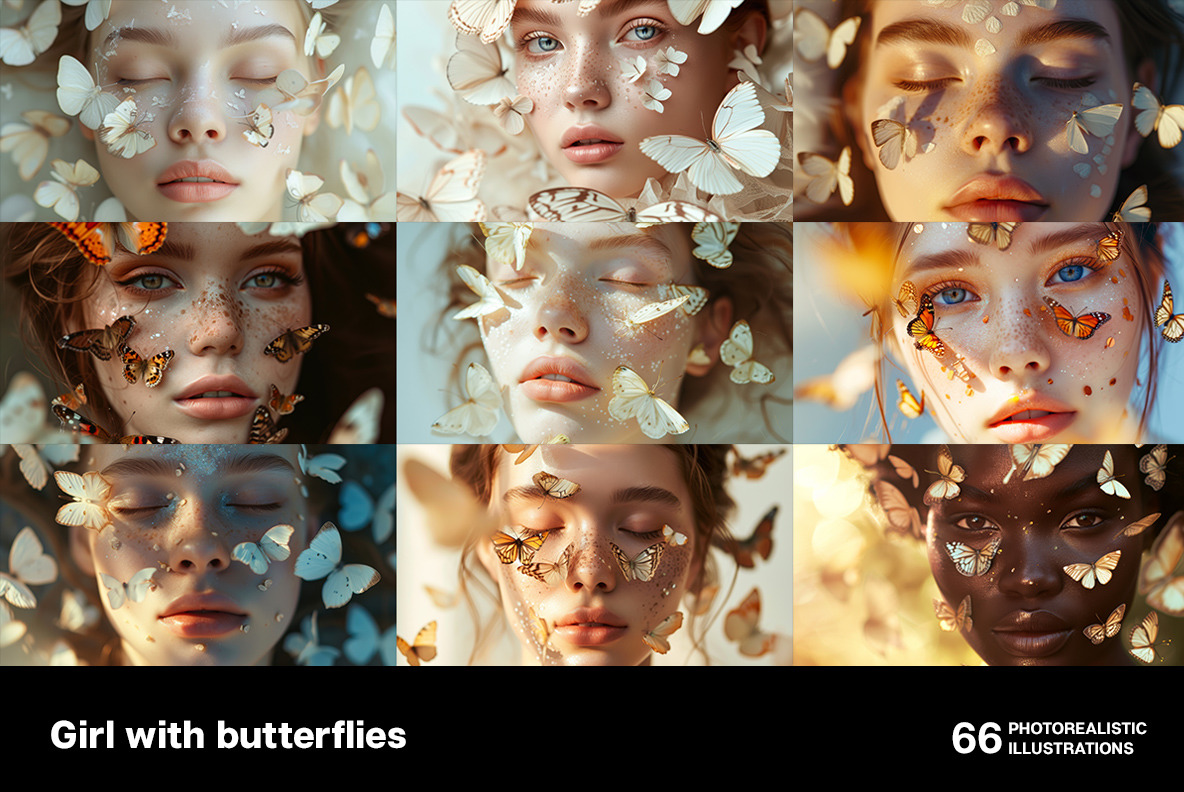Girl with butterflies Girl with butterflies