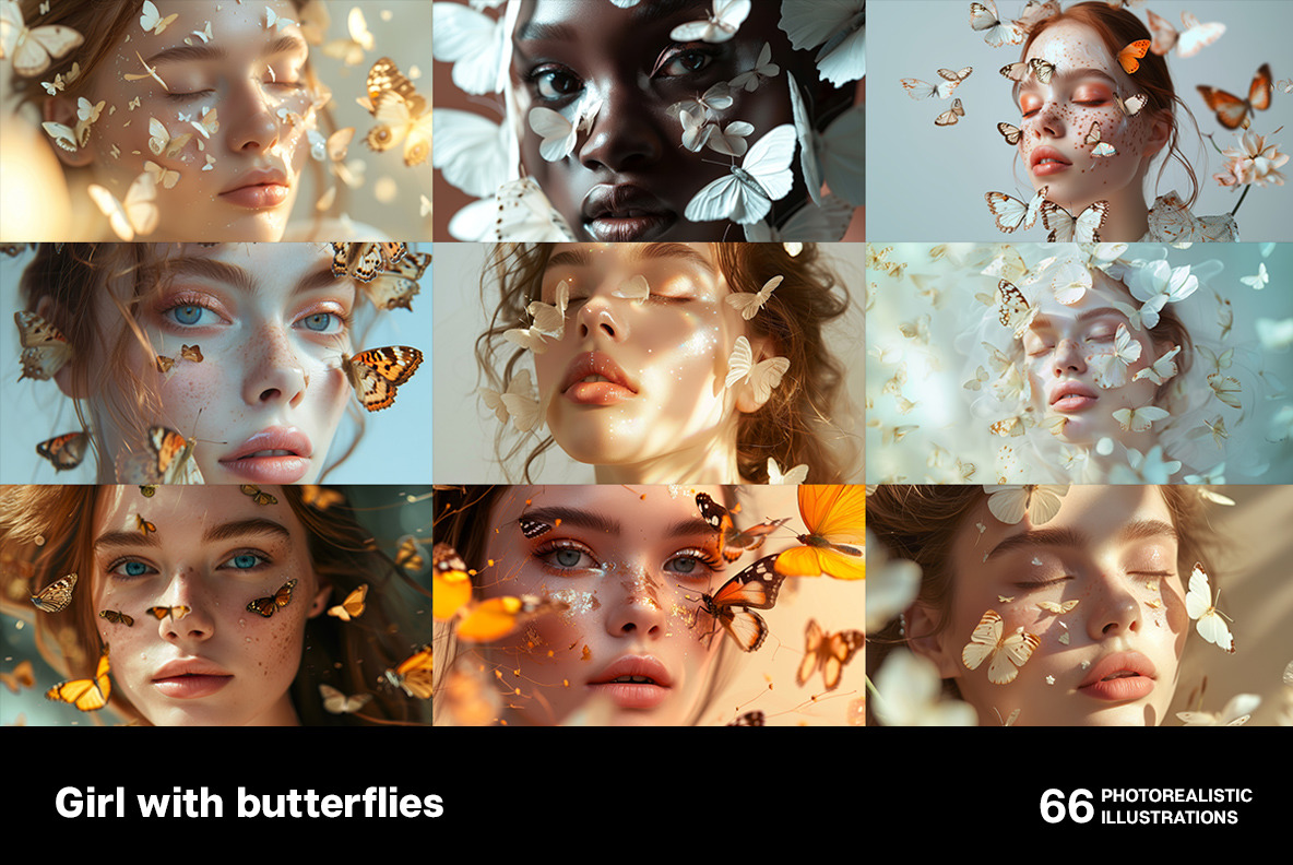 Girl with butterflies Girl with butterflies