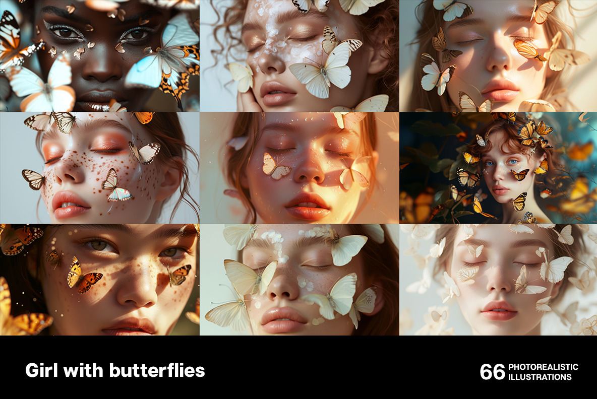 Girl with butterflies Girl with butterflies
