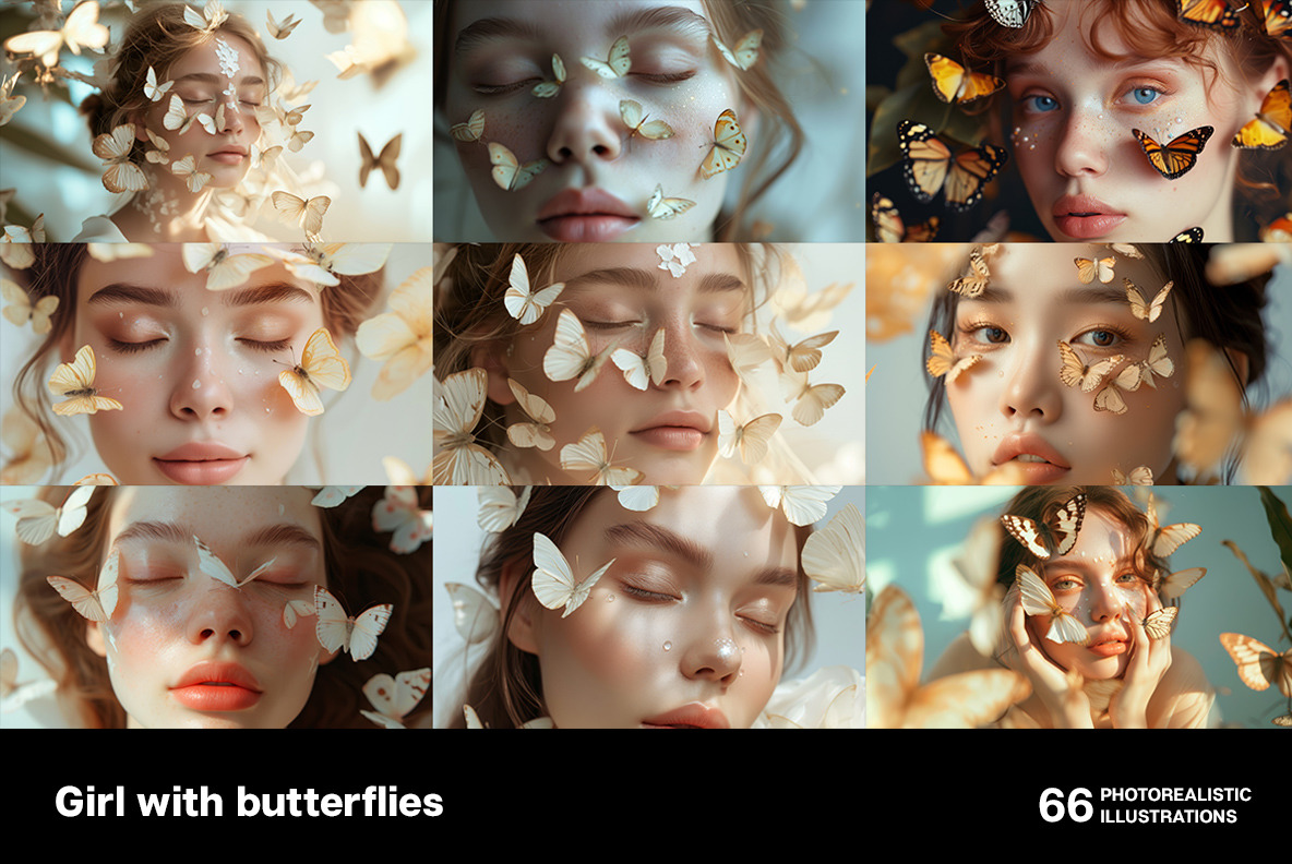 Girl with butterflies Girl with butterflies