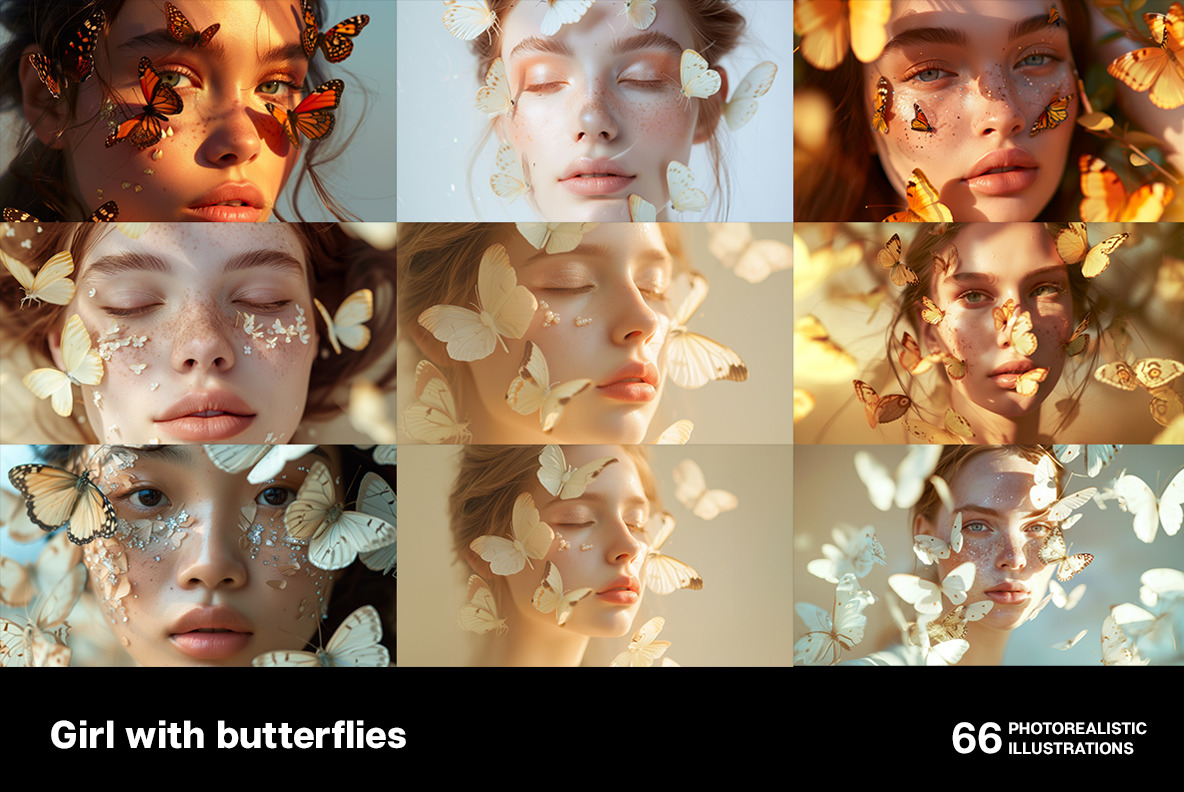 Girl with butterflies Girl with butterflies
