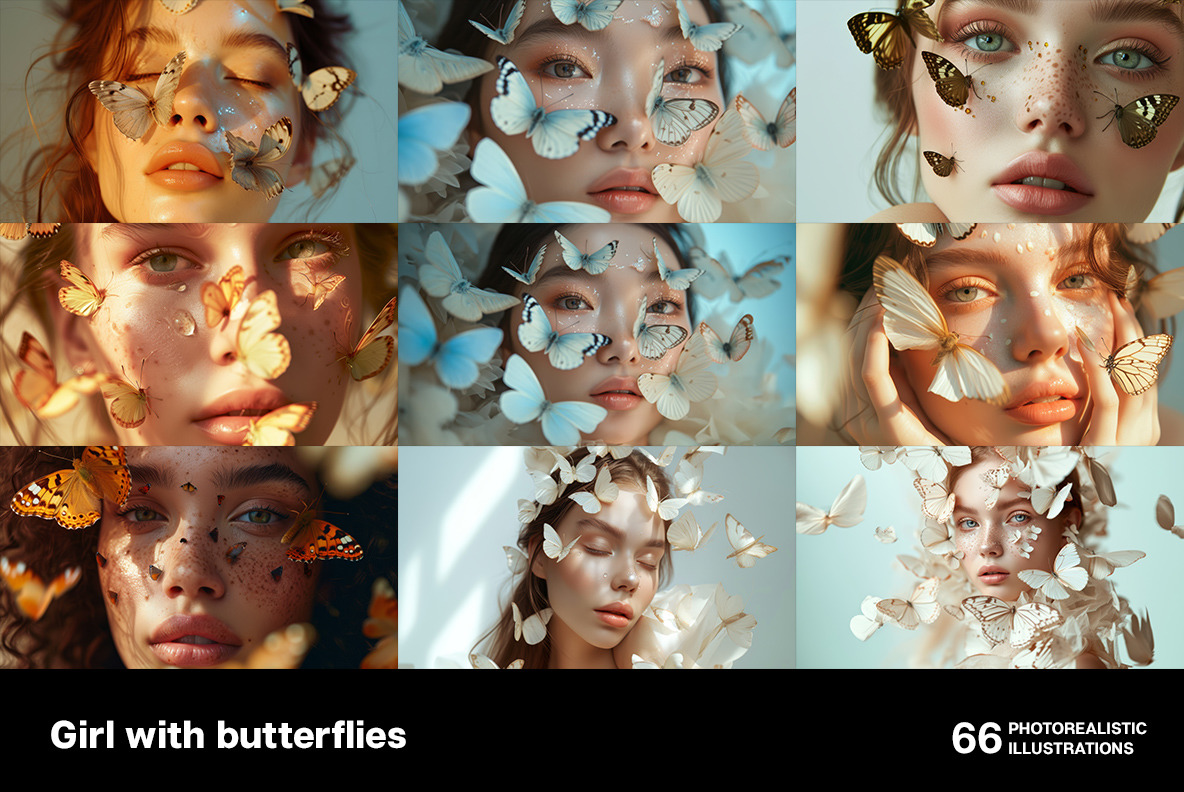 Girl with butterflies Girl with butterflies
